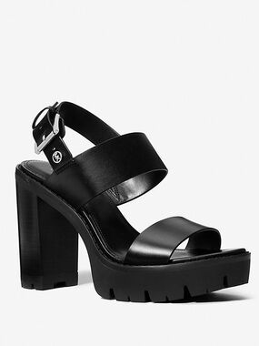 Michael Kors - Holland Black / Silver Platform Sandal New With Box Size 9.5